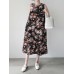 Flower Print Sleeveless Round Neck Print Dress