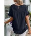 Solid Ruffle Round Neck Short Sleeve Casual Blouse