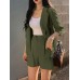 Solid 3 4 Sleeve Lapel Elastic Waist Two Pieces Suit