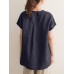 Solid Slit Short Sleeve Crew Neck Casual Loose Blouse