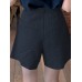 Women Solid Zip Loose Wide Leg Casual Shorts