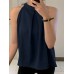 Women Solid Keyhole Back Sleeveless Halter Tank Top