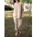 Solid Round Neck Sleeveless Irregular Hem Casual Cotton Suit