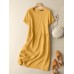 Solid Short Sleeve Crew Neck Casual Dress For Women