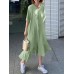 Leisure Solid Ruffle V Neck Midi Casual Dress