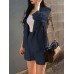 Solid 3 4 Sleeve Lapel Elastic Waist Two Pieces Suit