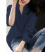 Solid V Neck Long Sleeve Casual Blouse