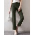 Solid Zip Front Casual Pants For Women