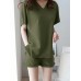 Leisure Solid Pocket V Neck Short Sleeve Suit