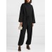 Solid Color Plain Knitted Drawstring Long Sleeve Casual Jumpsuit for Women