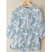 Wave Pattern Button Stand Collar Casual Blouse