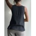 Cotton Solid Ruched Sleeveless Casual Tank Top